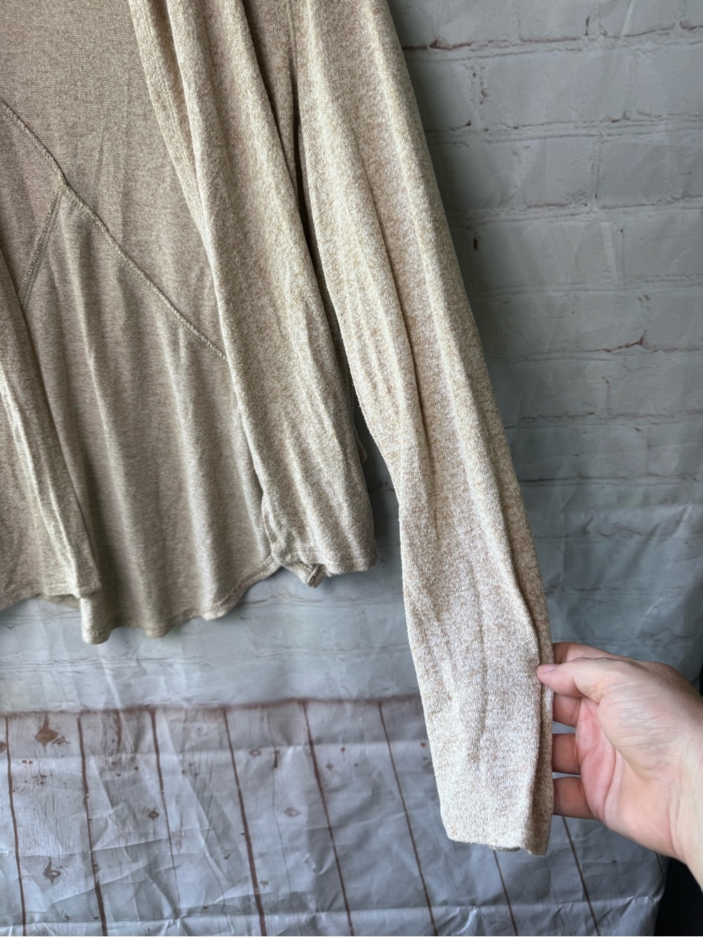 DanSkin Now Heather Beige Open-Front Women's Cardigan Sweater Size Large (10-12) - Picture 6 of 7